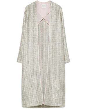 forte_forte Striped-Pattern Coat - White