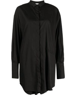 Patou Logo-Embroidered Long-Sleeved Shirt Dress - Black