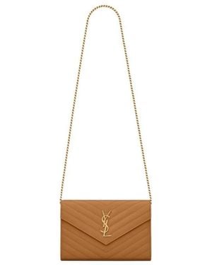 Saint Laurent Logo Plaque Matelassé Clutch - White