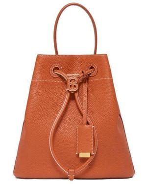 Burberry Tb Plaque Drawstring Bucket Bag - Orange