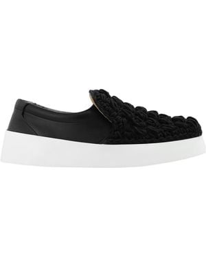 JW Anderson Popcorn Textured Leather Trainers - Black
