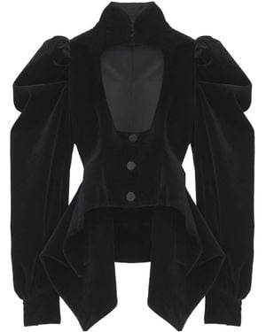 McQueen Velvet Panel Jacket - Black