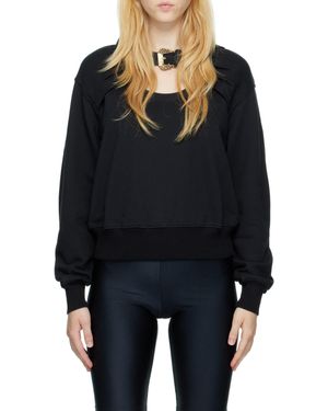 Versace Jeans Couture Buckle-Detail Cut-Out Hoodie - Black