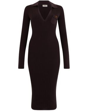 Elisabetta Franchi V-Neck Knit Dress - Black