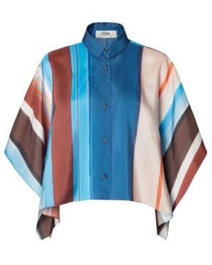 Fendi Striped Cropped Shirt - Blue