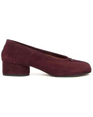 Maison Margiela Tabi Block-Heel Suede Pumps - Purple