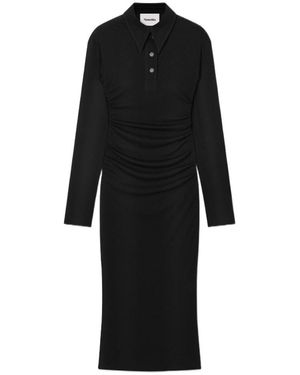 Nanushka Mesh Jersey Shirt Dress - Black