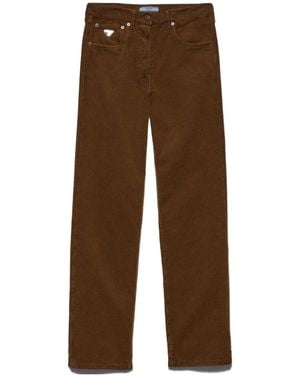 Prada Triangle-Logo Trousers - Brown