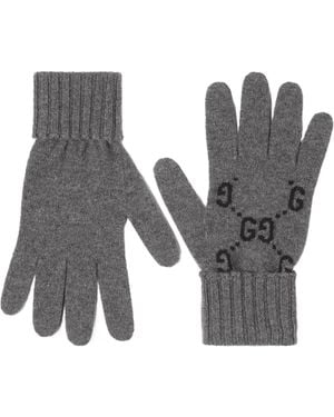 Gucci Gg Jacquard Gloves - Gray