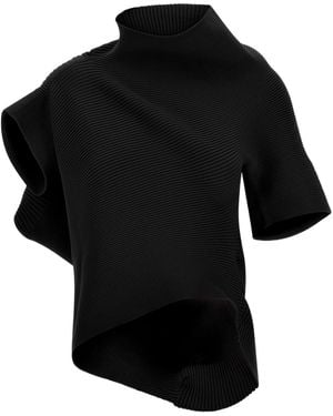 Issey Miyake Life Form Asymmetric Knitted Top - Black