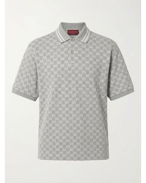 Gucci Gg Cotton Piquet Polo Shirt - Grey
