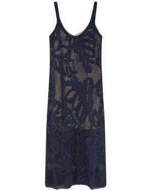 Brunello Cucinelli Sequin Knit Midi Dress - Blue