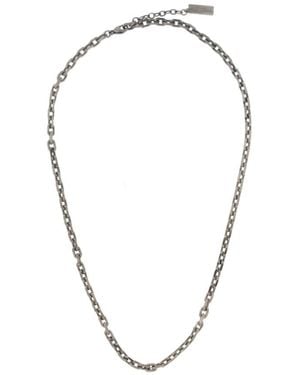 Saint Laurent Logo Plaque Chained Necklace - Metallic