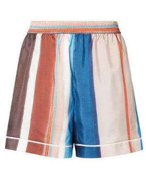 Fendi Striped Elastic-Waist Shorts - Blue