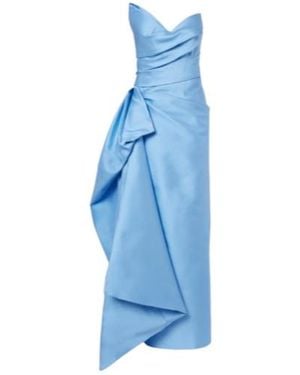 Monique Lhuillier Draped Asymmetric Bustier Gown - Blue