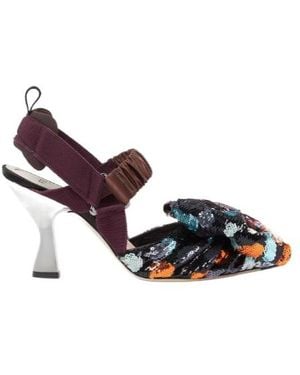 Fendi Colibri Sequined High-Heeled Slingbacks - Purple