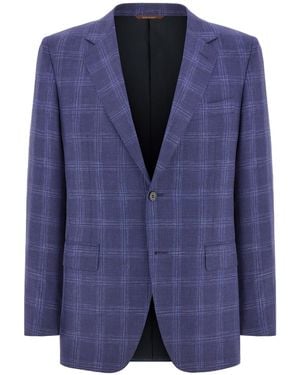 Canali Check Single-Breasted Blazer - Blue
