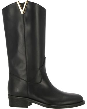 Via Roma 15 Stitched Detail Boots - Black