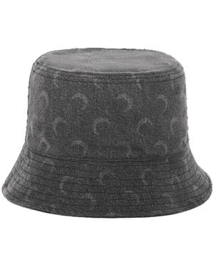 Marine Serre Moon Pattern Laser-Cut Bucket Hat - Grey
