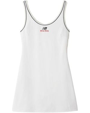 Miu Miu Stretch Technical Jersey Mini-Dress - White