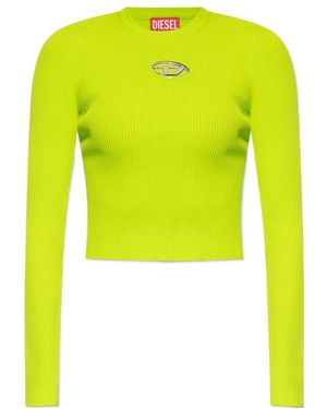 DIESEL M Valary Logo Plaque Cropped Ribbed Top - Yellow
