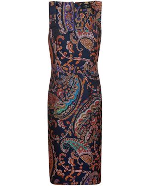 Etro Pattern-Jacquard Sleeveless Dress - Purple