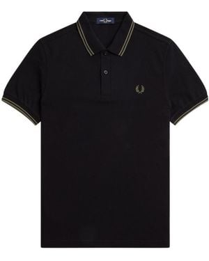 Fred Perry Contrast-Trim Cotton Polo Shirt - Black