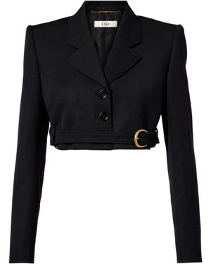 Chloé Cropped Virgin Wool Blazer - Black