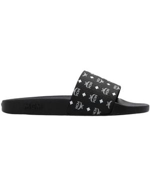 MCM Monogram Logo Slide Sandals - Black