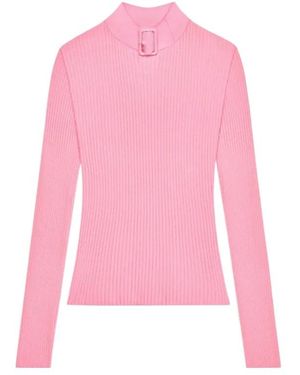 Courreges Buckle Ribbed-Knit Sweater - Pink