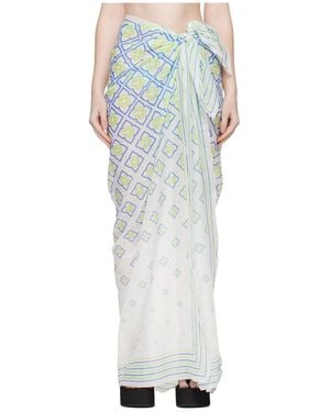 CASABLANCA Gradient Letter Pattern Midi Skirt - Blue