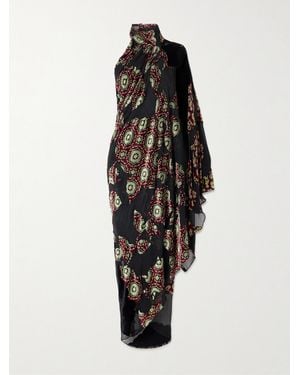 Dries Van Noten Patchwork Asymmetric Maxi Dress - Black