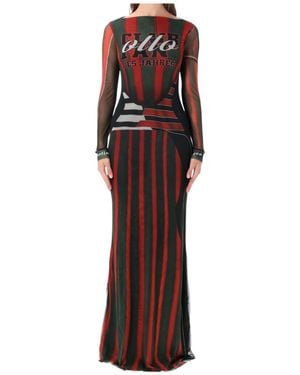 OTTOLINGER Mesh Long Sleeve Maxi Dress - Red