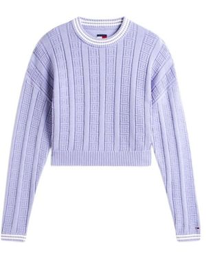 Tommy Hilfiger Flag Pattern Cable Knit Sweater - Blue