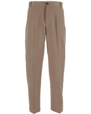 Maison Kitsuné Maison Kitsuné Logo Embroidered Straight-Leg Trousers - Natural