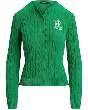 Ralph Lauren Cable Knit Button Cardigan - Green