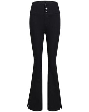 LIU REGALI Split High-Rise Flared Jeans - Black