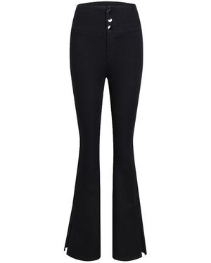 LIU REGALI Split High-Rise Flared Jeans - Black