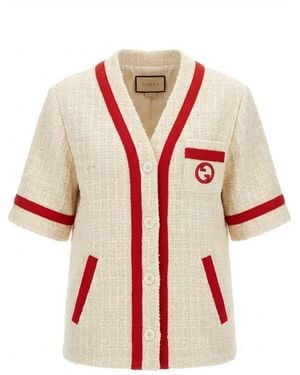Gucci Interlocking G Embroidered Two-Toned Tweed Jacket