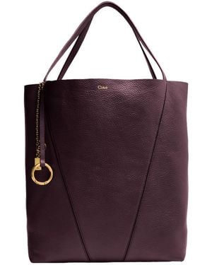 Chloé Spin Grain Leather Tote Bag - Purple