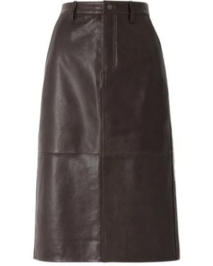 FRAME Panelled Leather Midi Skirt - Brown