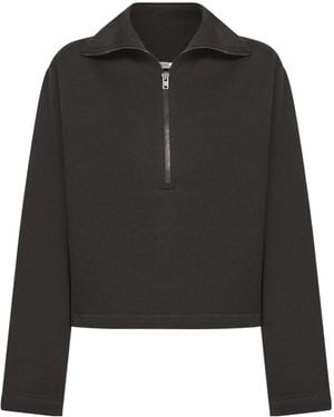 Lemaire Long-Sleeved Half-Zip Sweatshirt - Black
