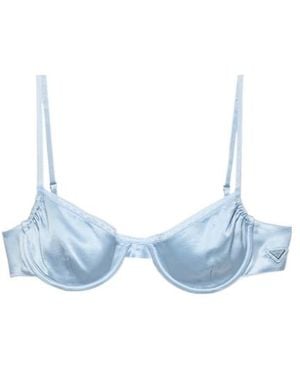 Prada Vintage-Look Satin Bra - Blue