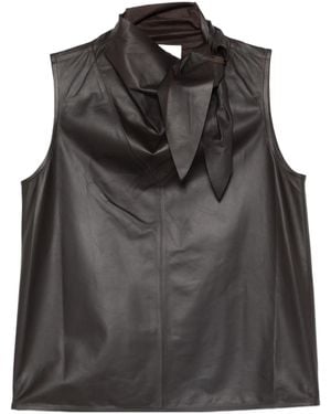 Yves Salomon Sleeveless Lambskin Top - Black