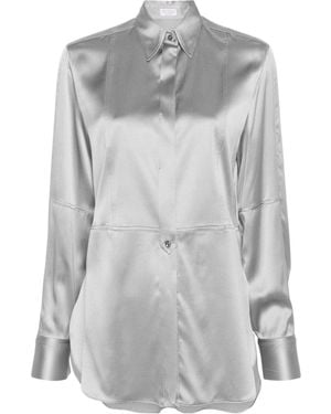 Brunello Cucinelli Long-Sleeve Satin Shirt - Grey