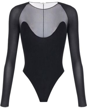 Elisabetta Franchi Stretch Jersey And Tulle Bodysuit - Blue