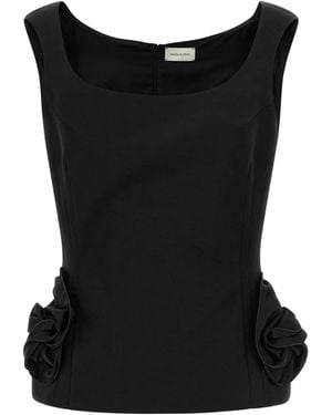 Magda Butrym Floral-Appliqué Sleeveless Top - Black