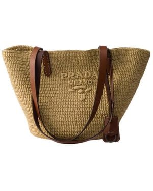 Prada Medium Crochet And Leather Tote Bag - Multicolor
