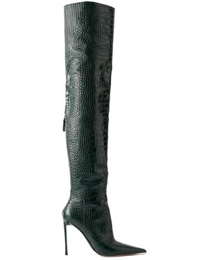 Tom Ford Croc-Effect Leather Knee Boots - Green