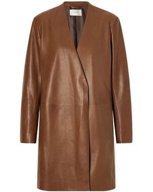 The Row Long-Sleeved Leather Coat - Brown